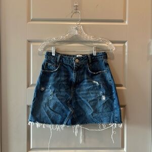 BDG Blue Distressed Denim Mini Skirt